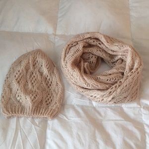 H&M Pink Crochet Hat and Scarf from Belgium